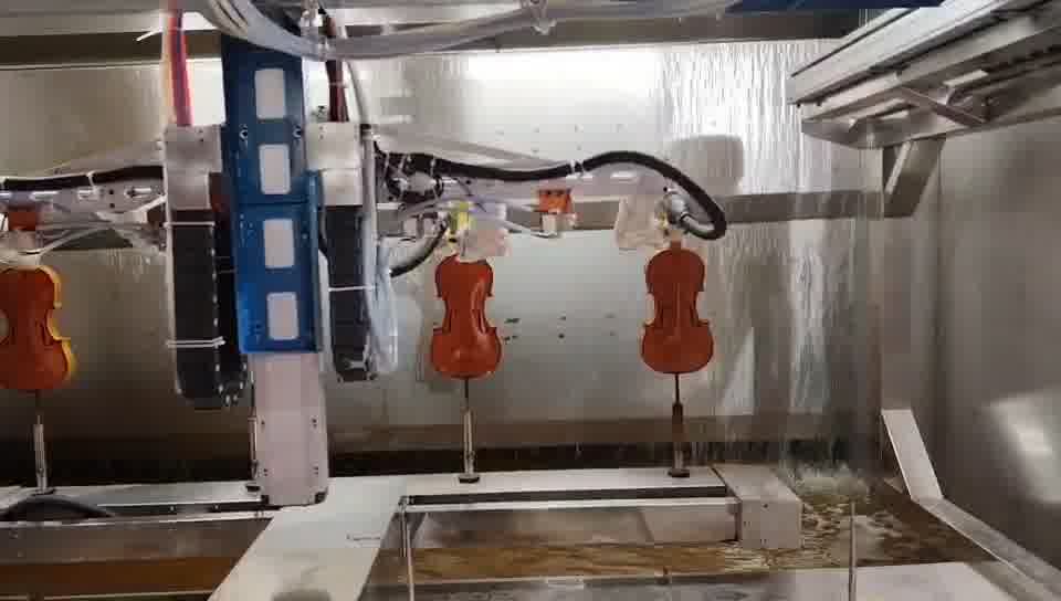 吉他专用八轴静电喷塑设备